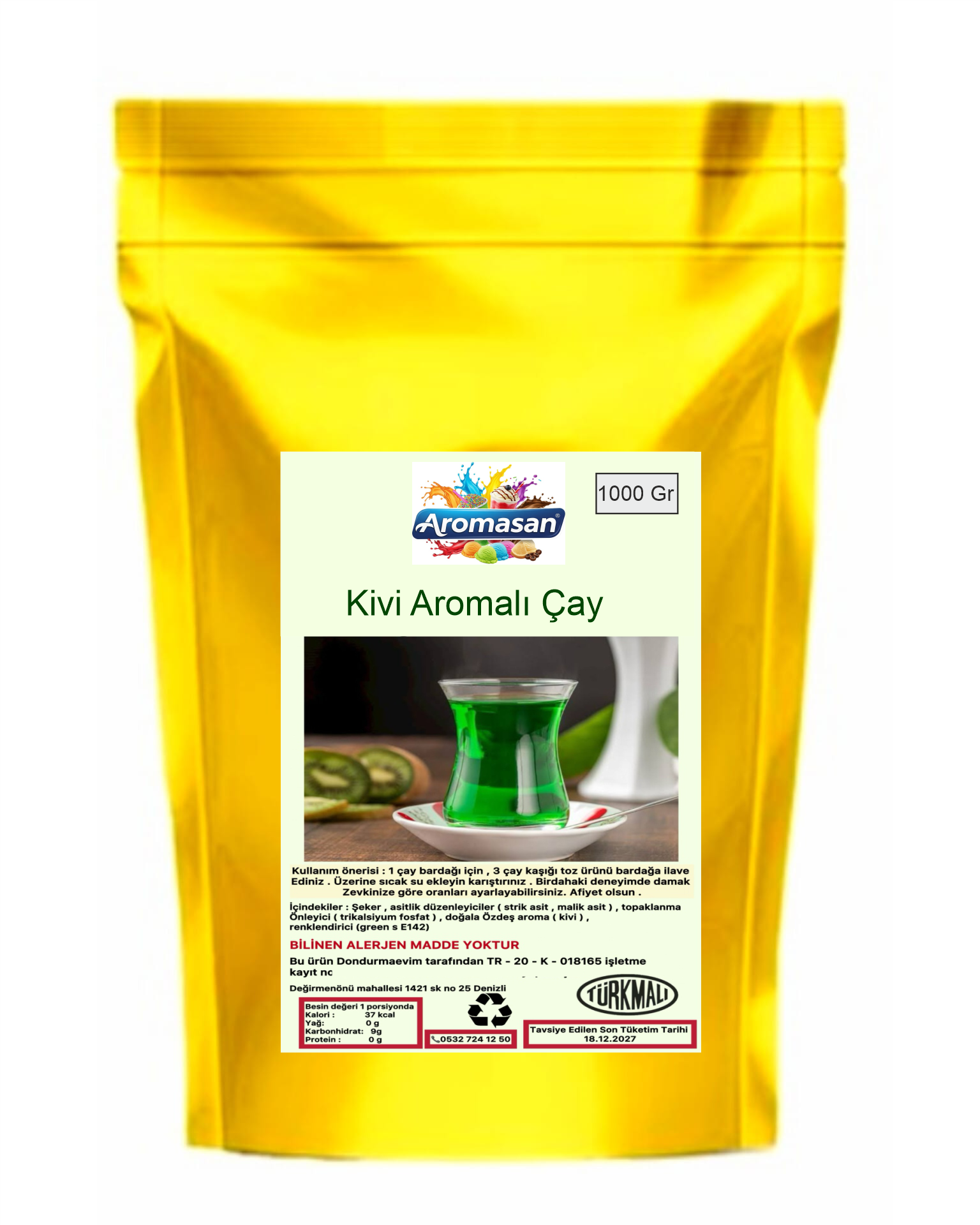 Kivi Aromalı içecek tozu oralet 1 kg ürün görseli