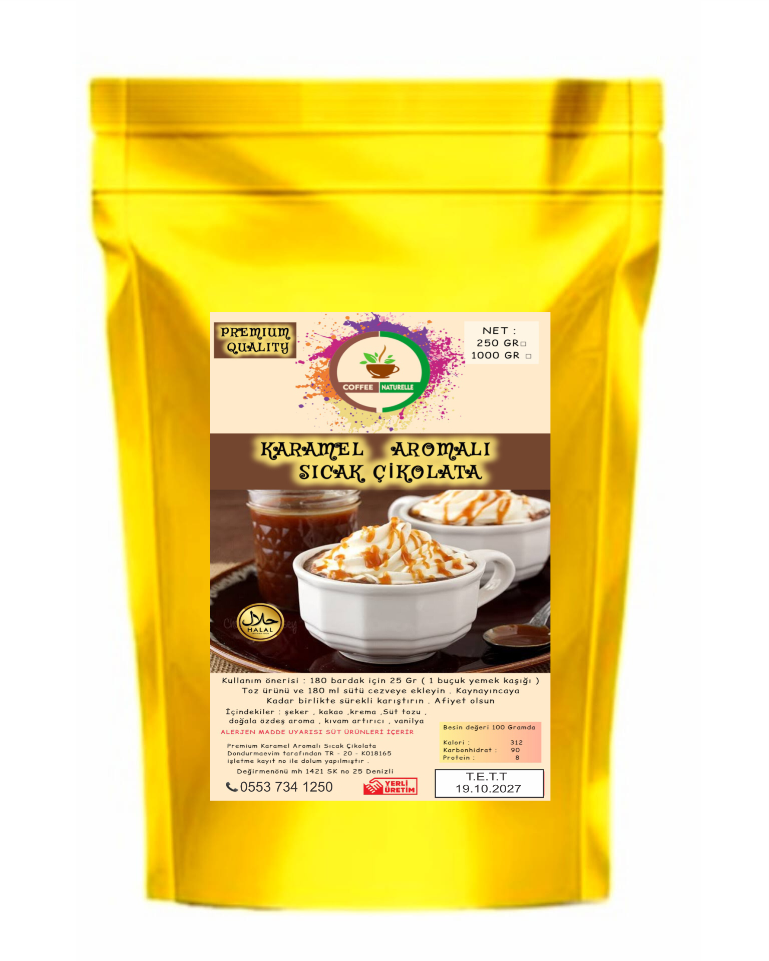 Karamel Aromalı Sıcak Çikolata 1 kg ürün görseli