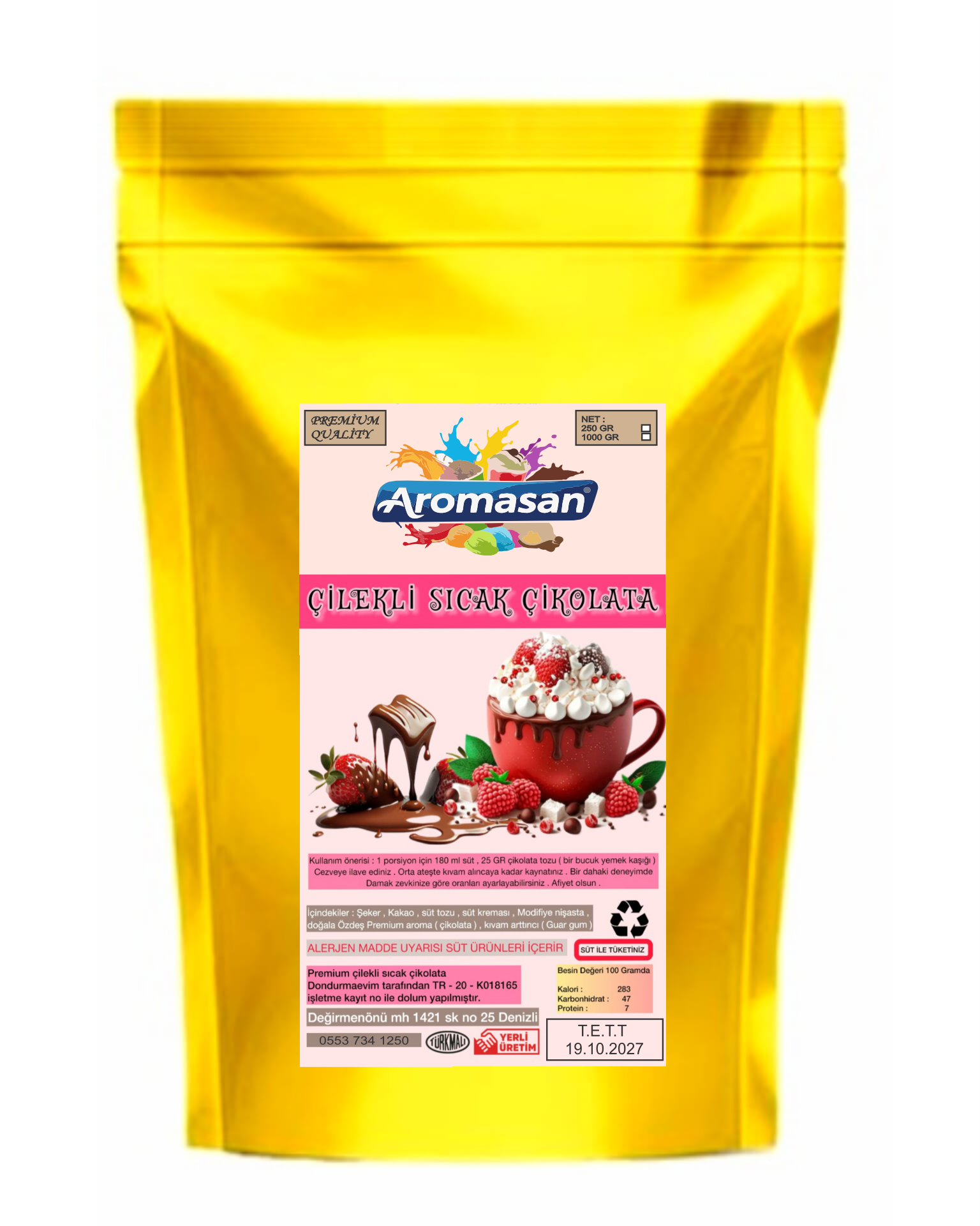 Çilek Aromalı Sıcak Çikolata 1 kg ürün görseli