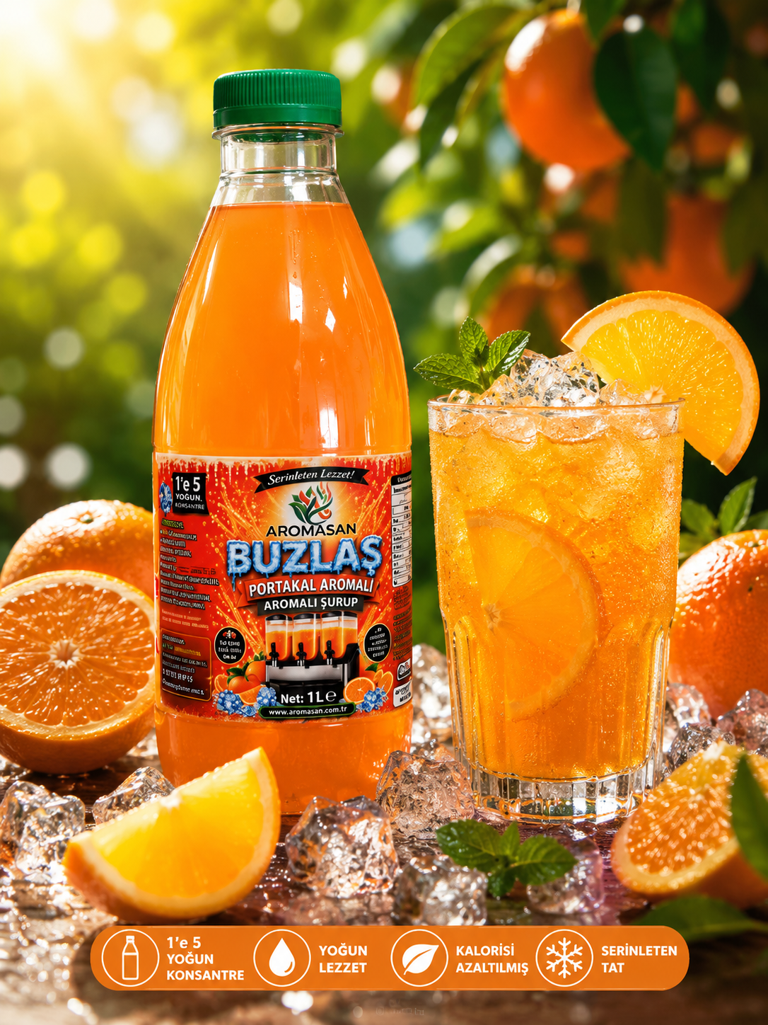 Portakal Aromalı Buzlaş -slush 1 e 5 Şurup 1 Lt ürün görseli